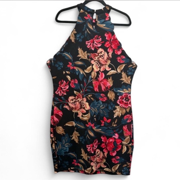 SHEIN Floral Black Dress with Red and Gold Accents - Picture 6 of 6